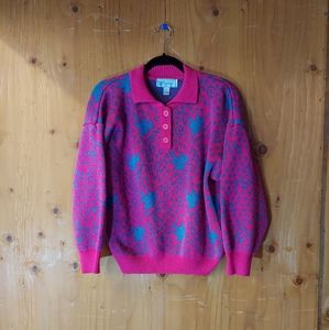 Stevemor Vintage Pink & Turquoise Pullover Knit Sweater
